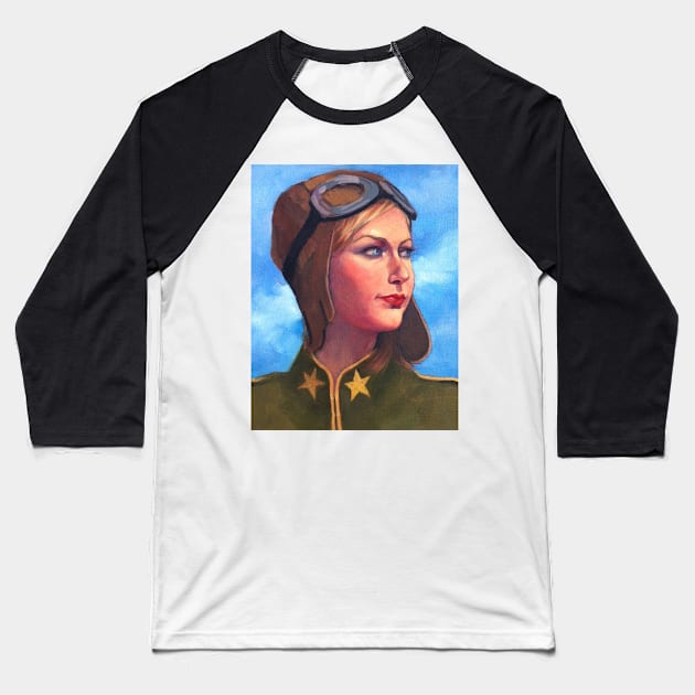 The Aviatrix ~oil painting Baseball T-Shirt by rozmcq